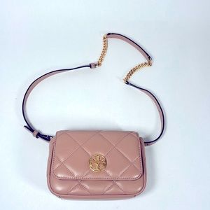 Tory Burch Belt Bag Blush Pink Leather Gold Tone Hardware